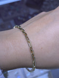 14K Gold Small Alternating Paperclip Bracelet