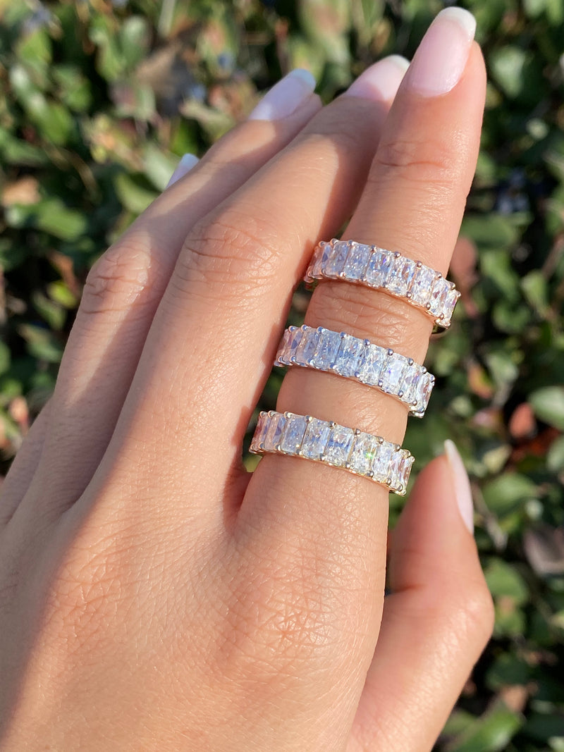 14K Gold Halfway Radiant Shape Moissanite Band