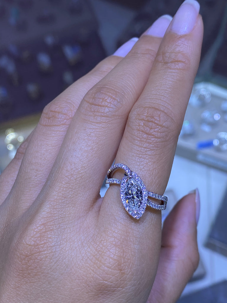 Double band marquise diamond ring deals