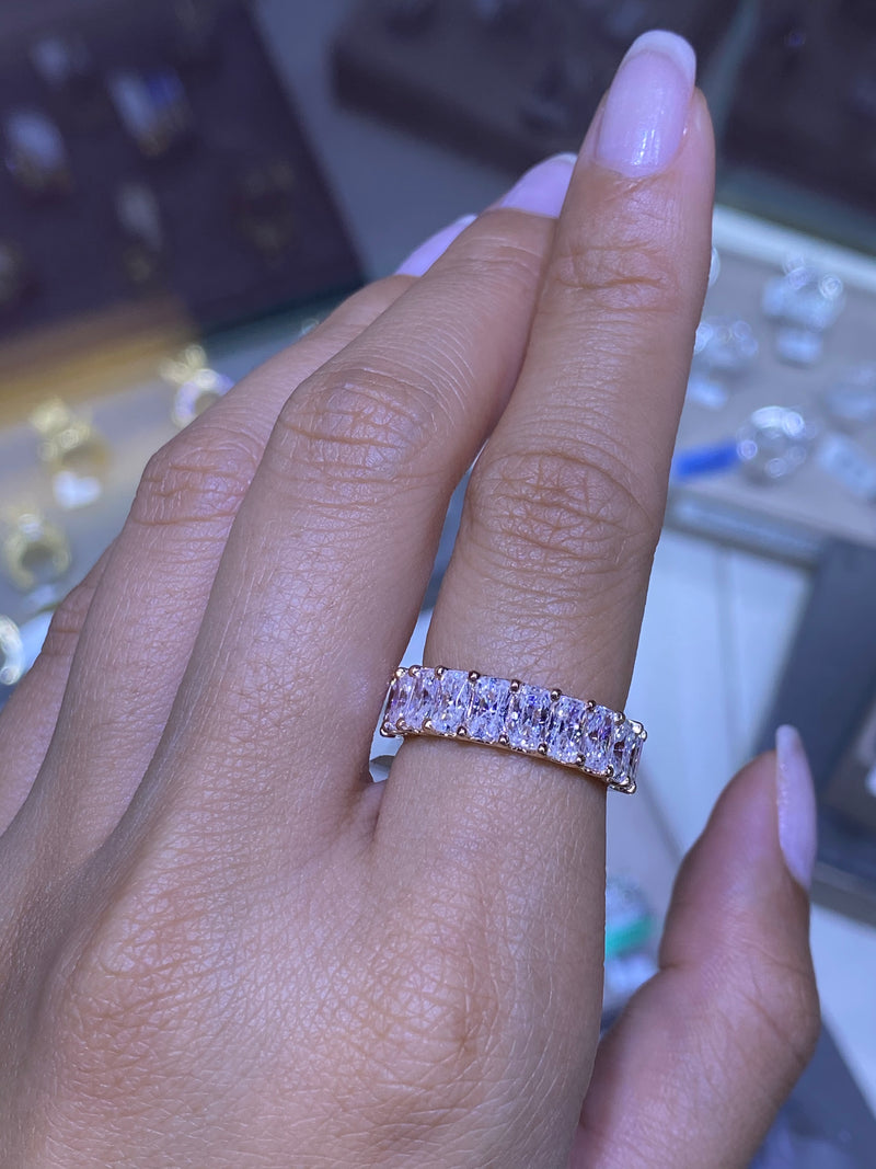 14K Gold Halfway Radiant Shape Moissanite Band