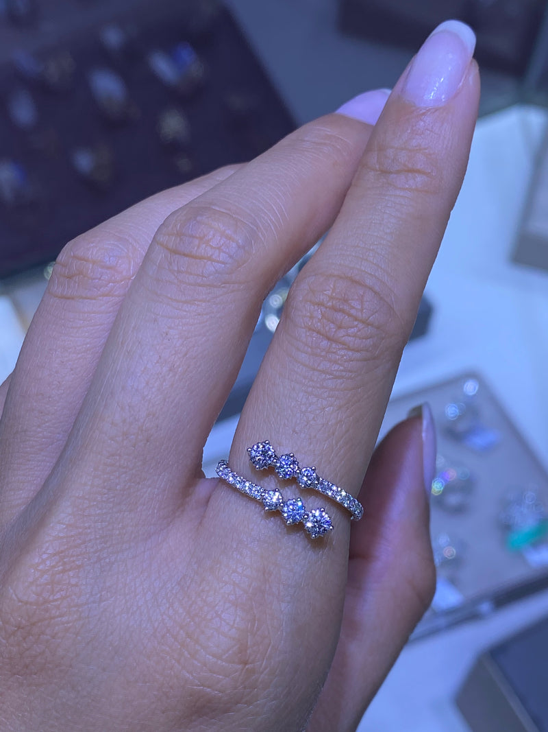 14K Gold Open Three Round Diamond Band