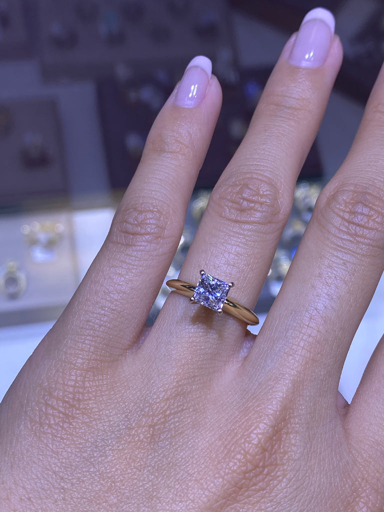 Yellow gold princess cut engagement rings on sale