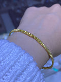 14K Gold Two Row Diamond Cut Bangle