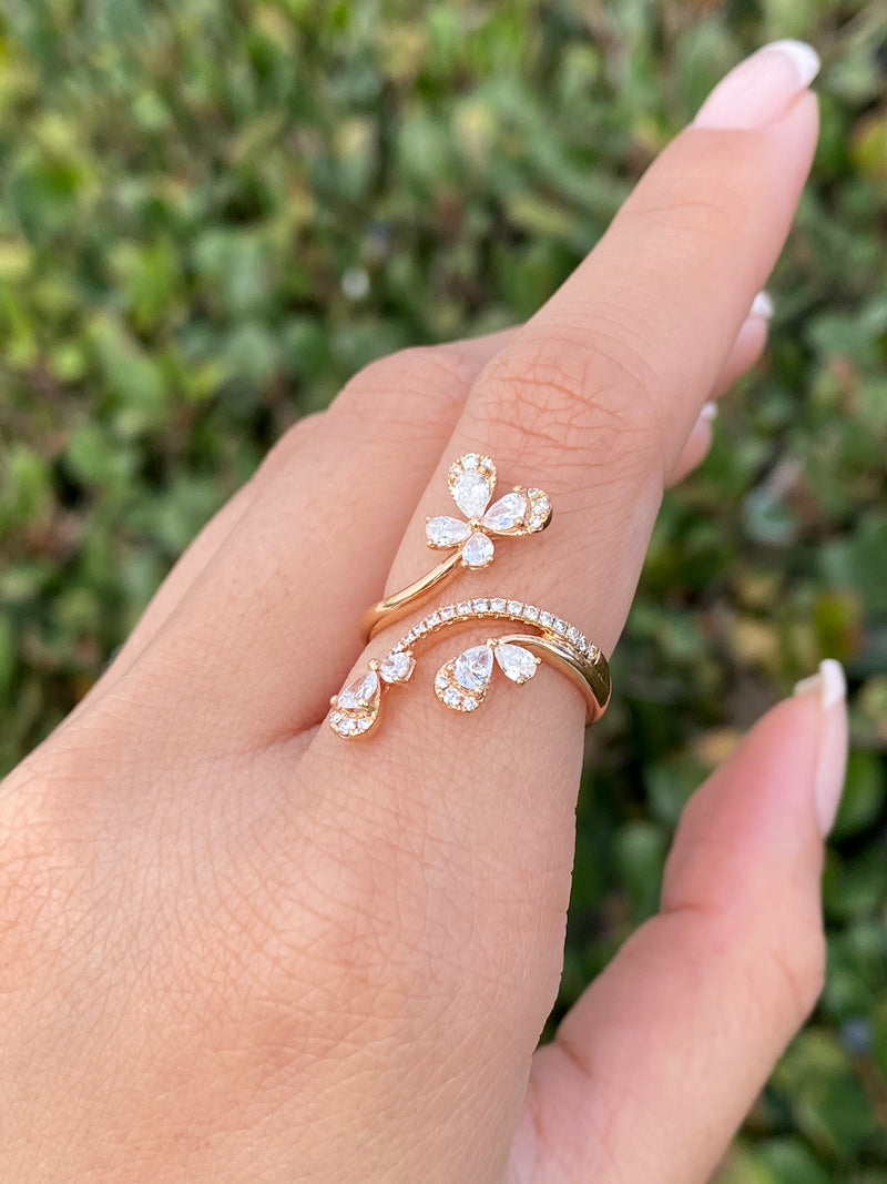 14K Gold Diamond Butterfly Band