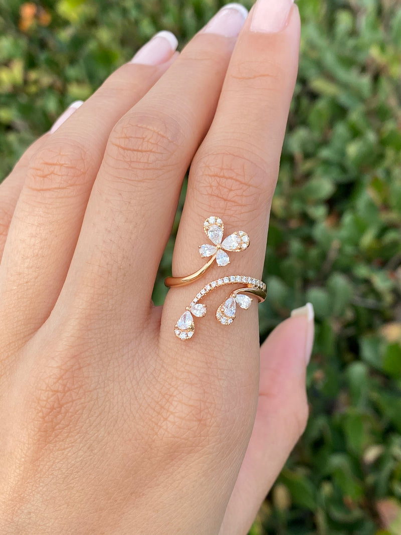 14K Gold Diamond Butterfly Band