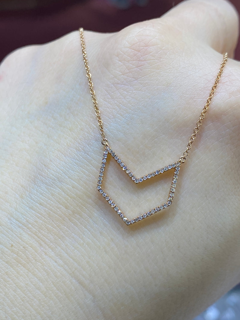 14K Gold Chevron Diamond Pendant