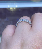 14K Gold Fancy Oval Halo Shape Diamond 3/4 Eternity Band