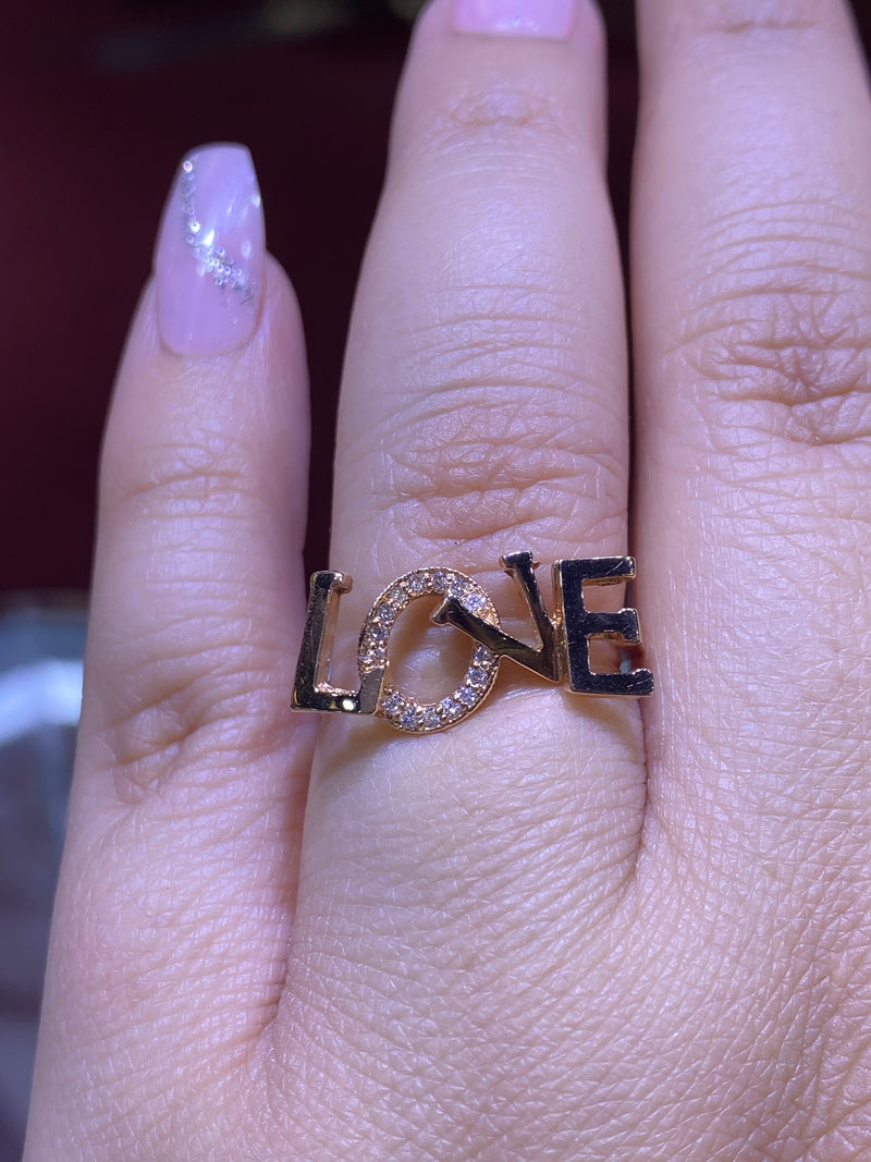 14K Gold Clustered Love Diamond Band