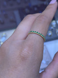 14K Gold Emerald Art Deco Band