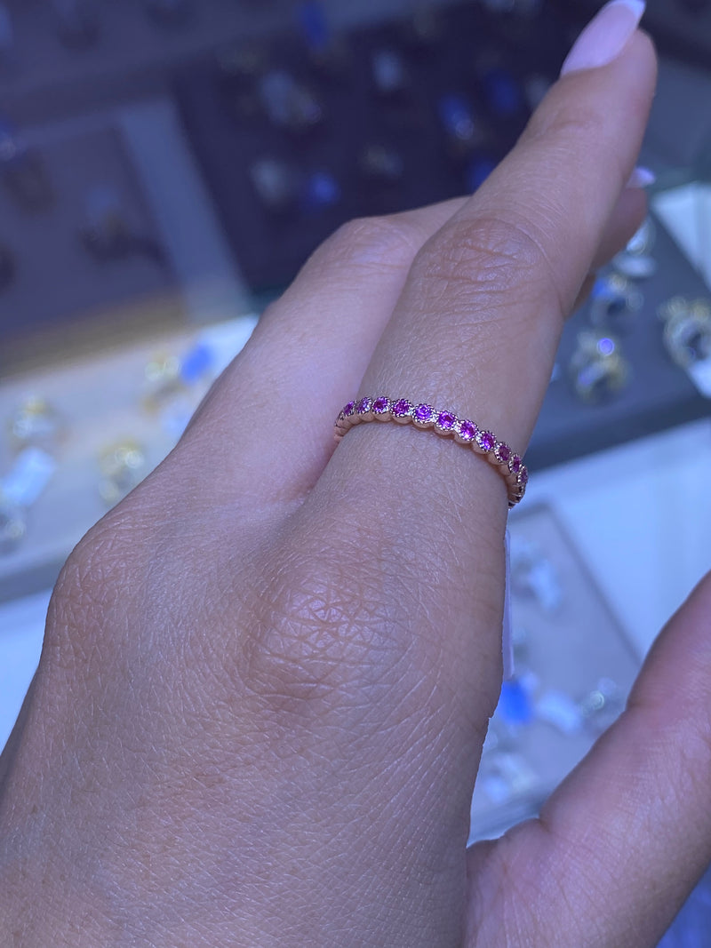 14K Gold Pink Sapphire Art Deco Band