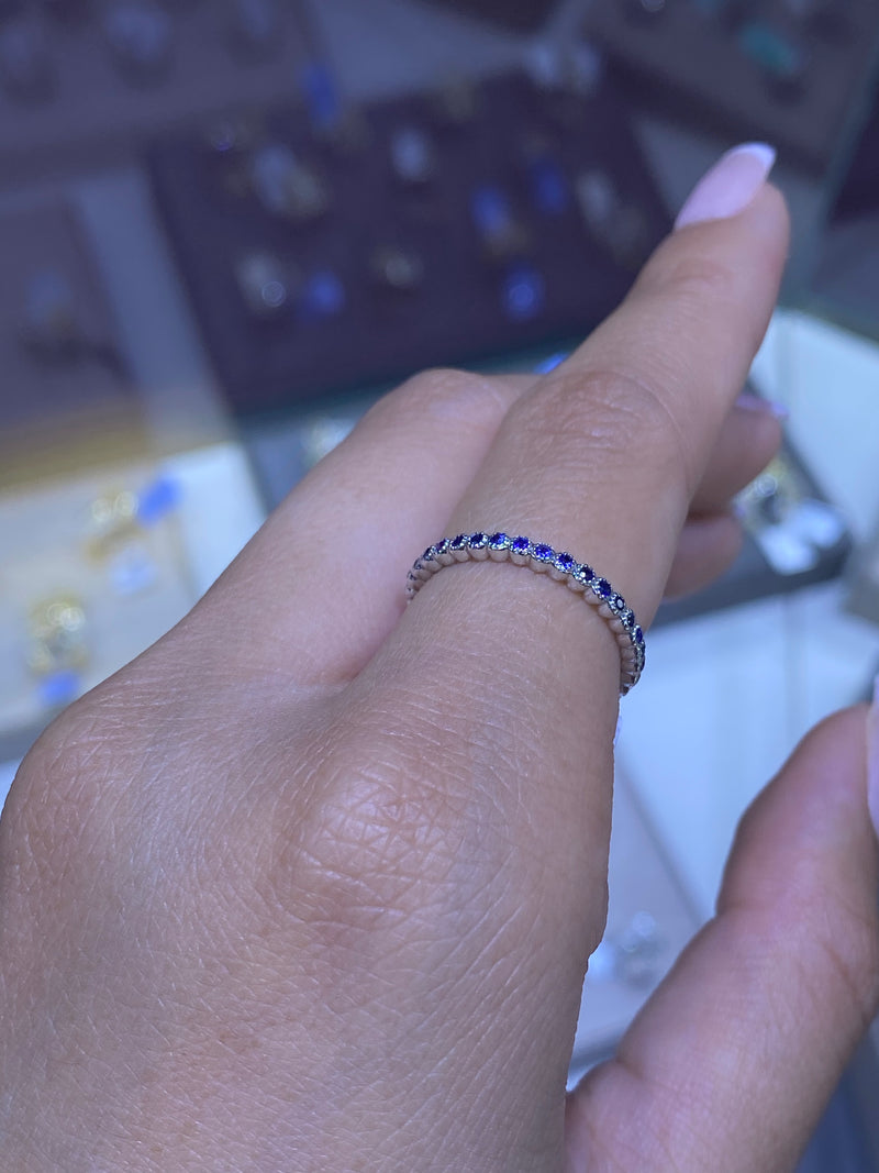 14K Gold Sapphire Art Deco Band