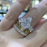 14K Gold Natural Pear Diamond Cluster Engagement Ring