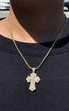 14K Gold Diamond Halo Cross Pendant