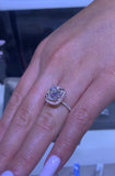 14k Gold 2D Halo Moissanite Engagement 3D Band