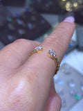 14k Gold Open Round Cluster Cuban Diamond Band