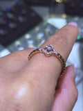 14K Gold Diamond Flower Twisted Band