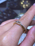 14K Gold Baguette Halo Cross Diamond Band
