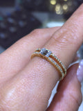 14k Gold Baguette Cluster Pave Double Diamond Band