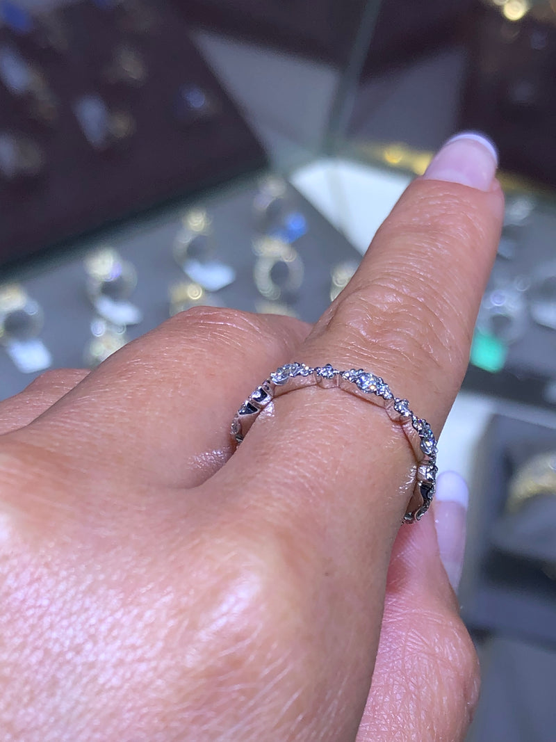 14k Gold Pear Half Cluster Diamond Band