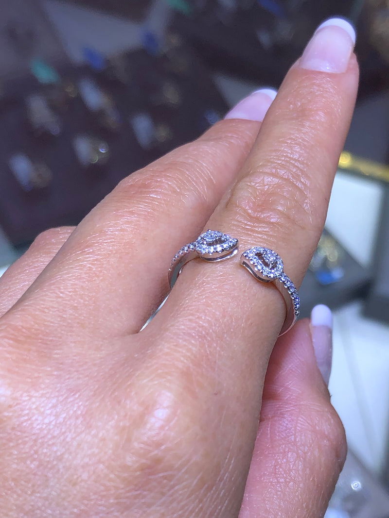 14k Gold Open Leaf Diamond Band