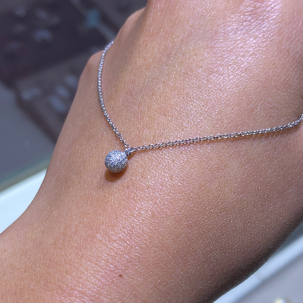 Diamond tennis ball online necklace