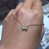 14k Gold Butterfly Pavé Diamond Necklace