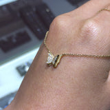 14k Gold Butterfly Pavé Diamond Necklace