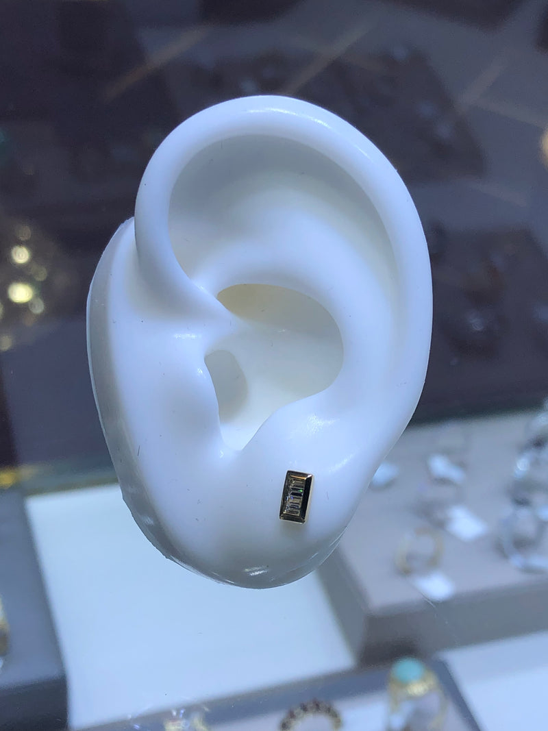 14k Gold Baguette Diamond Stud Earrings