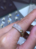 14K Gold Diamond ID Cuban Ring