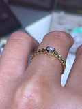 14K Gold Heart Bezel Cuban Diamond Ring