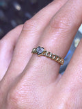 14K Gold Heart Bezel Cuban Diamond Ring