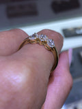 14K Gold Alternate Three Pear Diamond Band