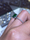 14k Gold Halo Emerald Engagement Band