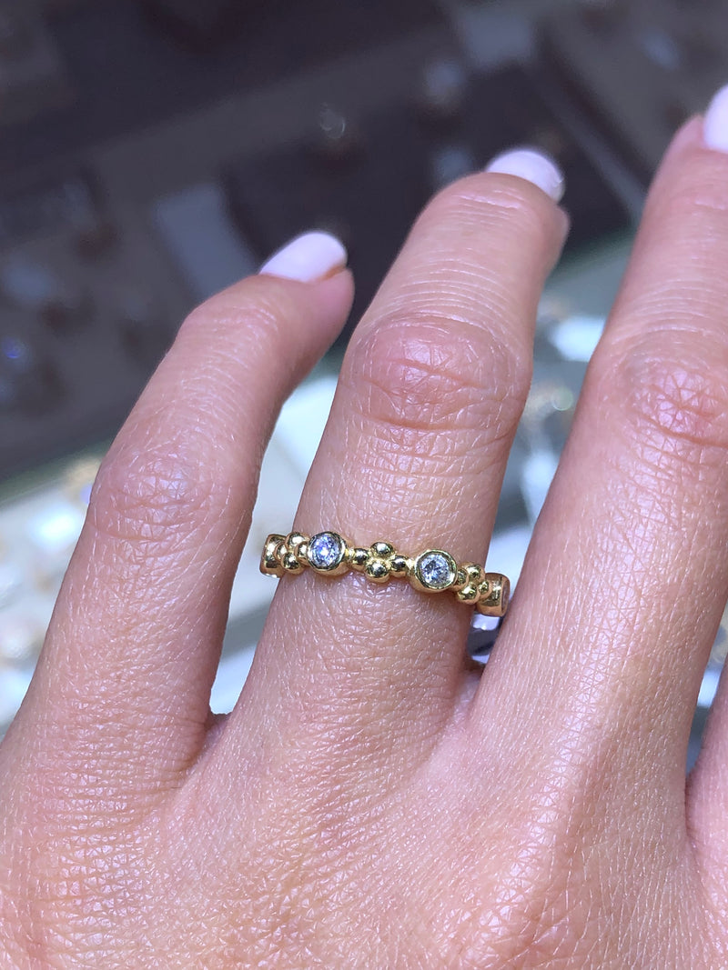 14K Gold Bubble Cluster Round Diamond Ring