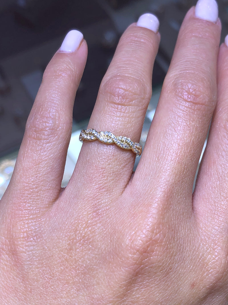 14K Gold Twist Infinity Diamond Ring