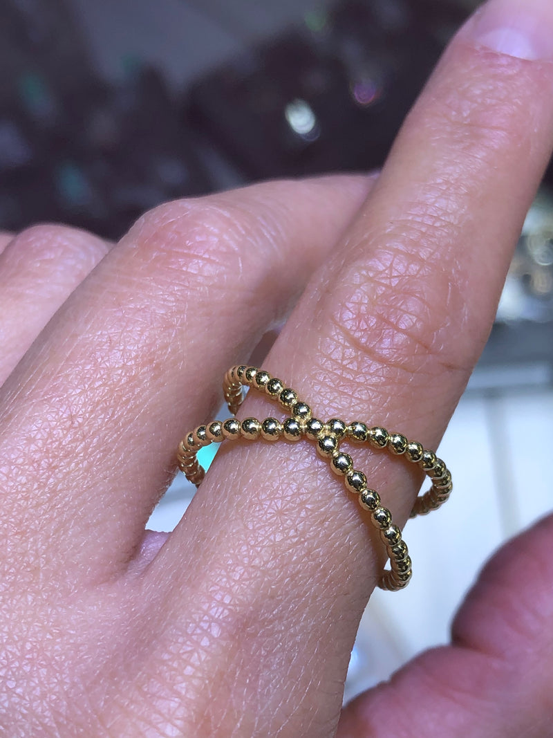 14k Gold Bubble X Ring