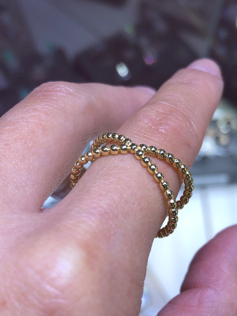 14k Gold Bubble X Ring