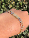 14K Gold Medium Diamond Cuban Bracelet