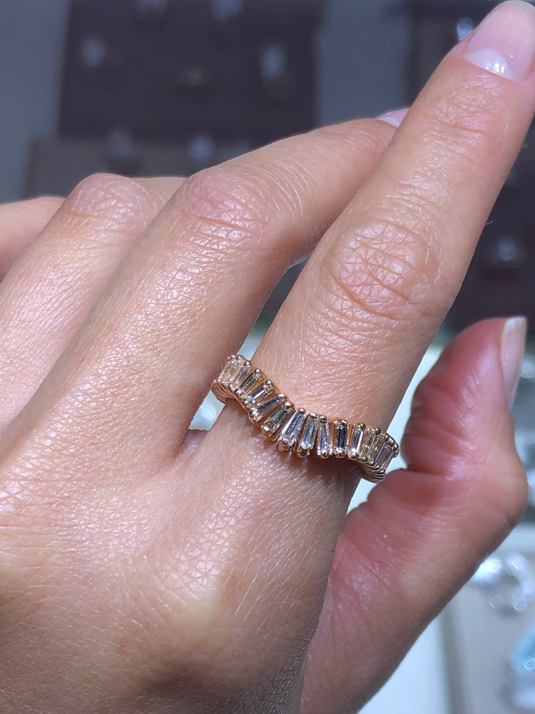 Rose gold baguette wedding band on sale