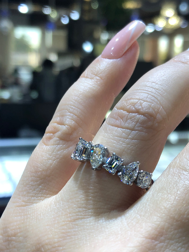 14k Gold Large Multi Shape Diamond Band