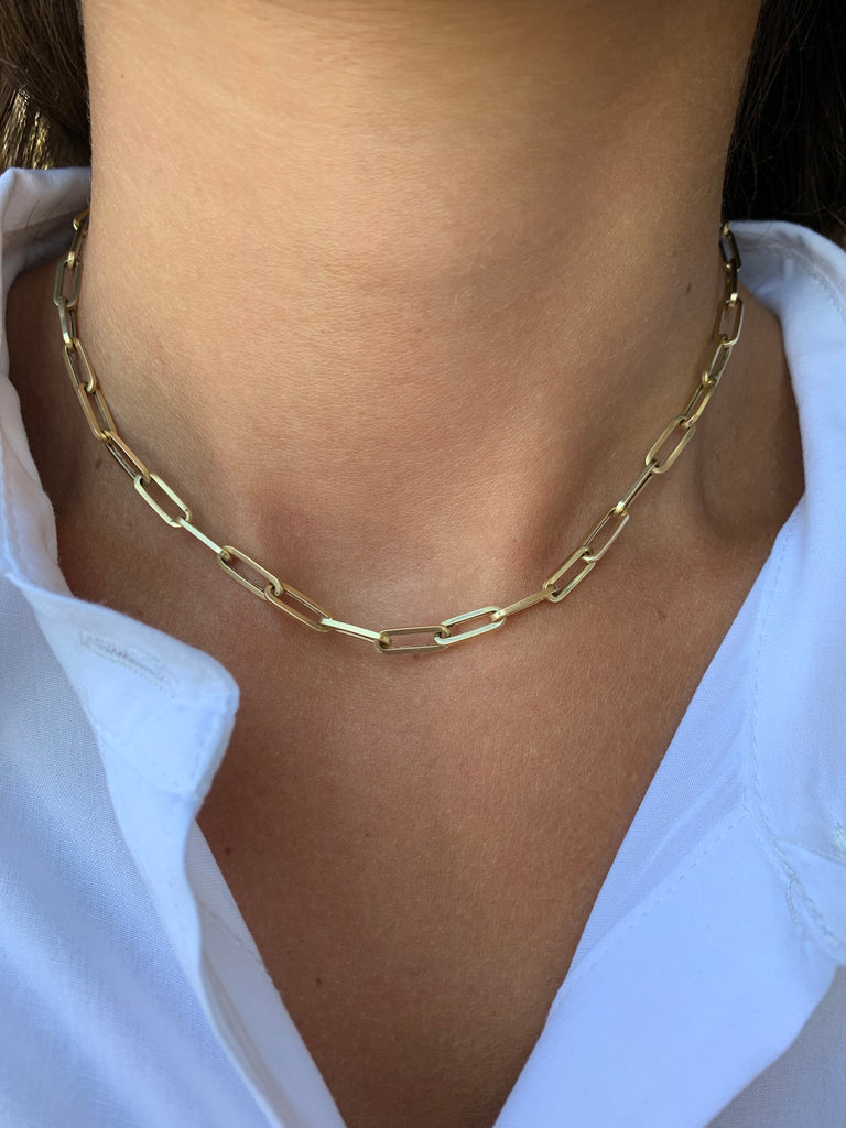 Buy 14k Yellow Gold Hollow Paper Clip Chain 16-30 Inch 6.50mm Online at SO  ICY JEWELRY
