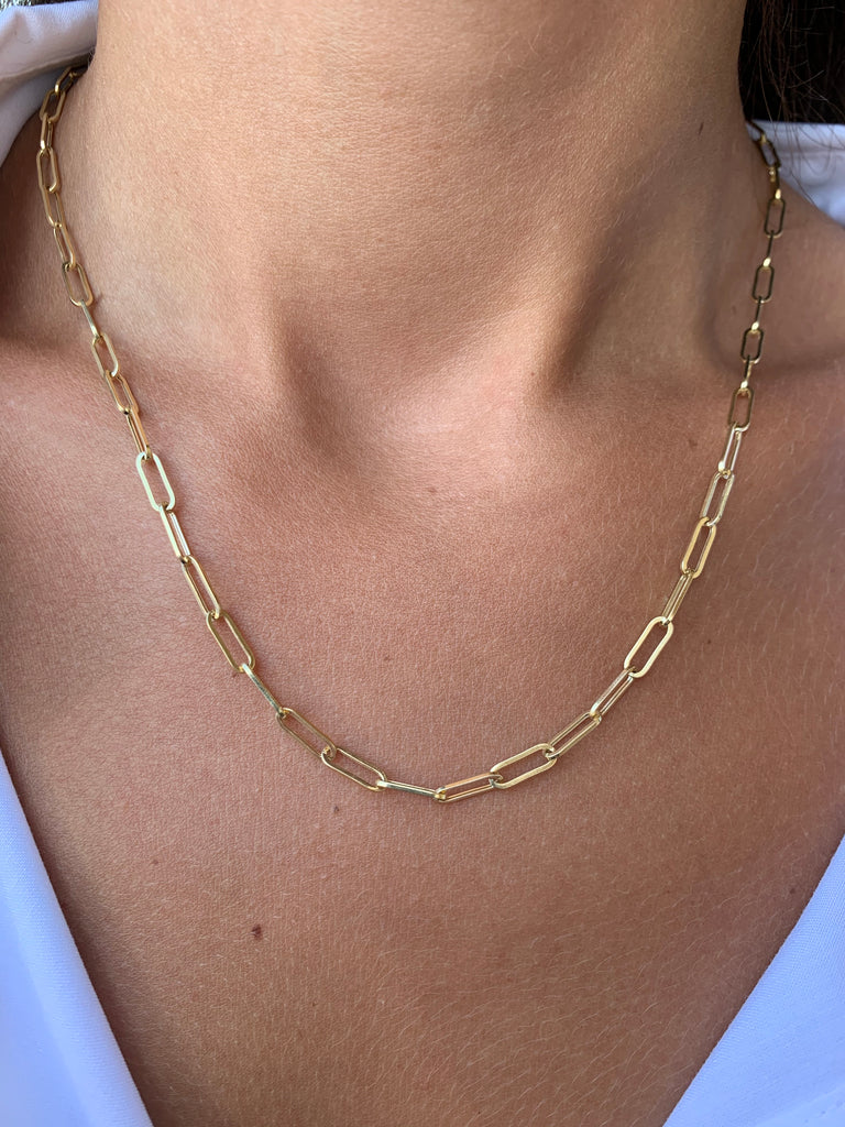 Solid 14K Gold Paperclip Chain Necklace 3.2mm 4.5mm, Trending Gold Necklace,  Ladies Gold Necklace, Solid 14K Gold Paperclip Bracelet - Etsy
