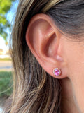 14K Gold Pink Sapphire Stud Earrings