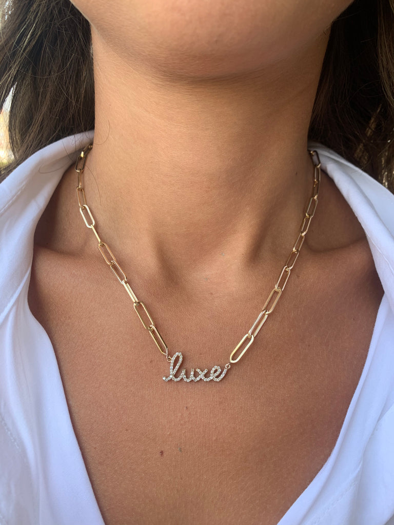 14K Gold Paper Clip Custom Name Necklace | Customized Necklace - DHoD –  David's House of Diamonds