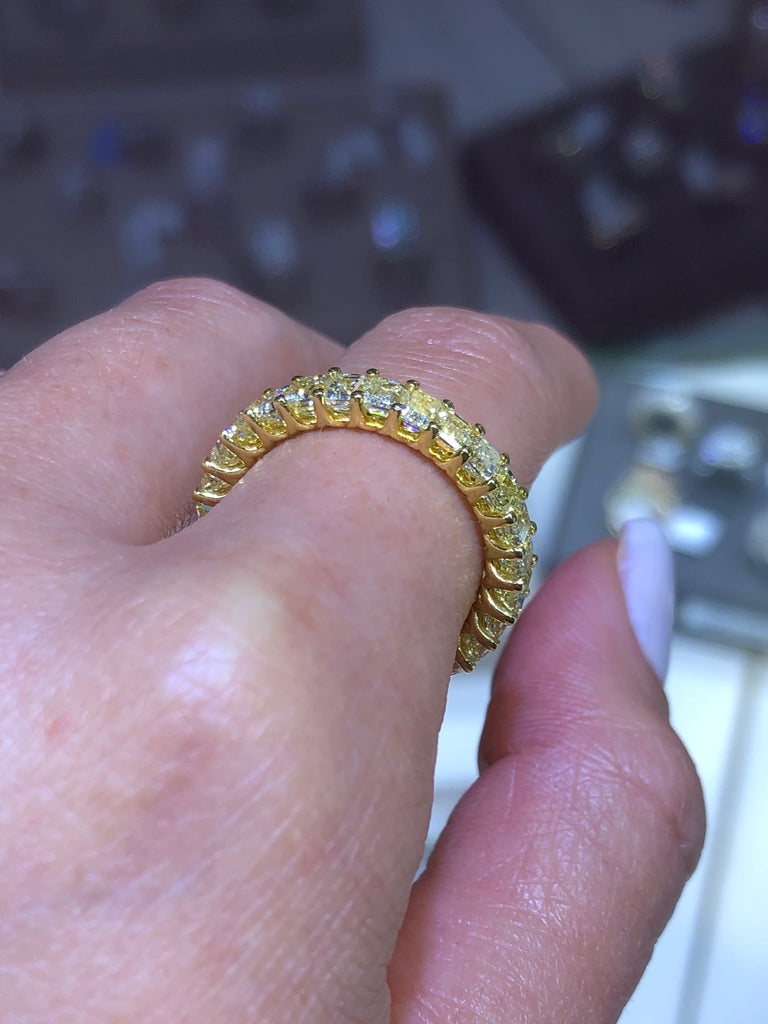 Cz eternity band yellow gold deals