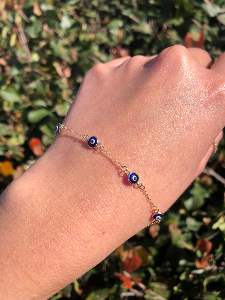 14K Yellow Gold Evil Eye Bracelet David s House of Diamonds