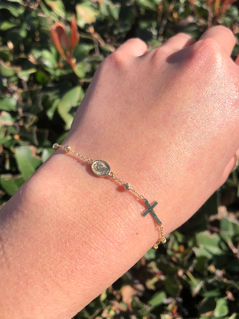Rose gold rosary bracelet deals