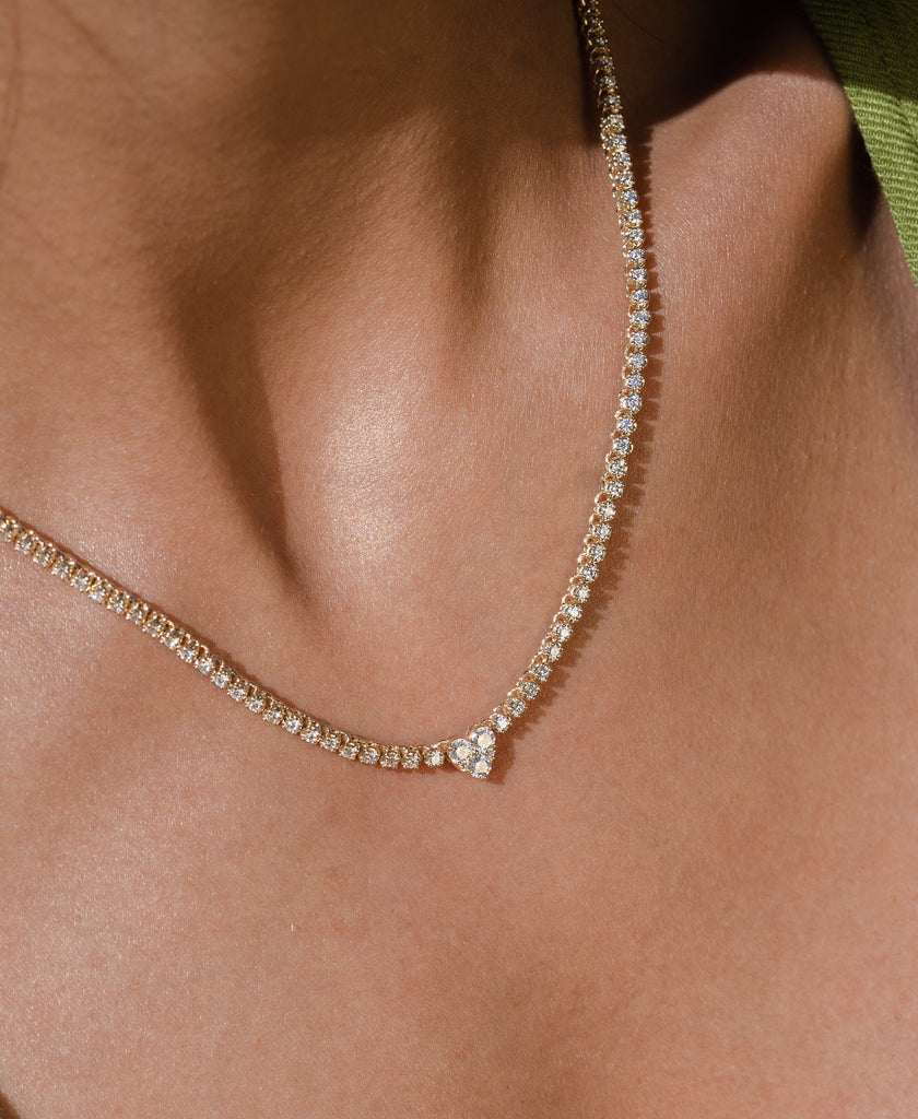 18K Yellow Gold 3 Stone Diamond Necklace – Long's Jewelers