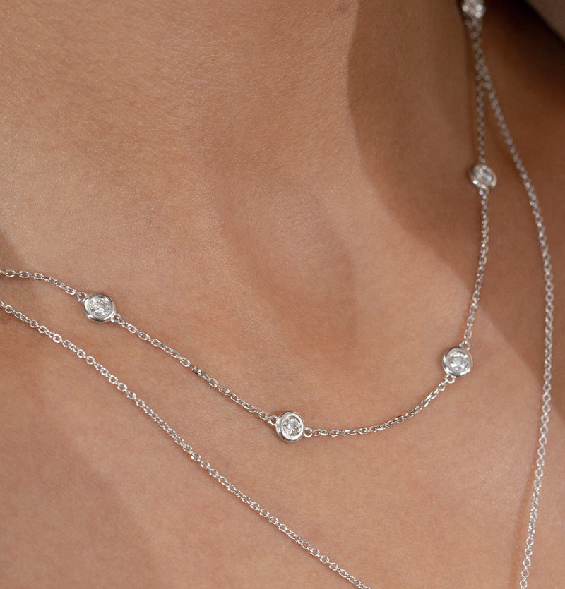 14K Gold Natural Diamond By The Yard 5.2MM Necklace