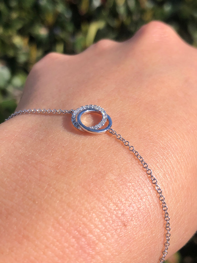 14K Gold Linked Ring Diamond Bracelet